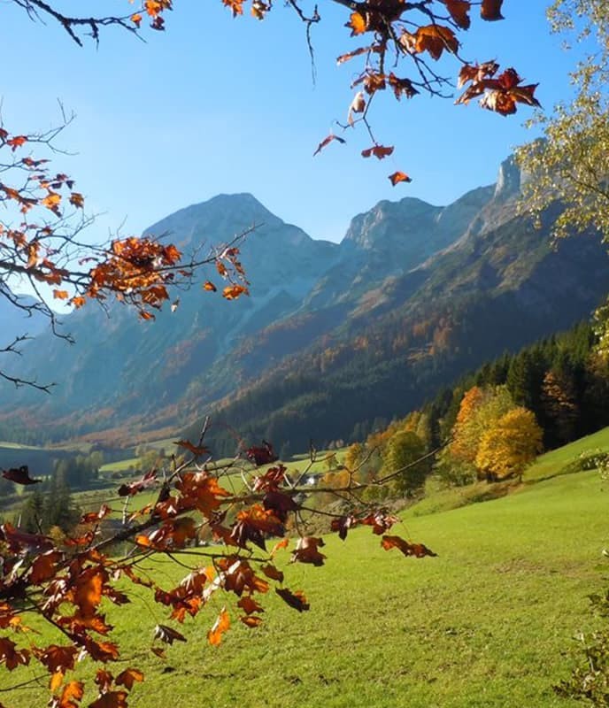 Blick auf das Tennengebirge von der Pension Wildau